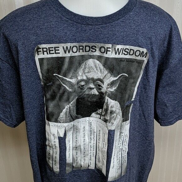 Star Wars Yoda T-shirt Unisex Large Words of Wisdom Tee Navy Size L Top - Picture 2 of 5